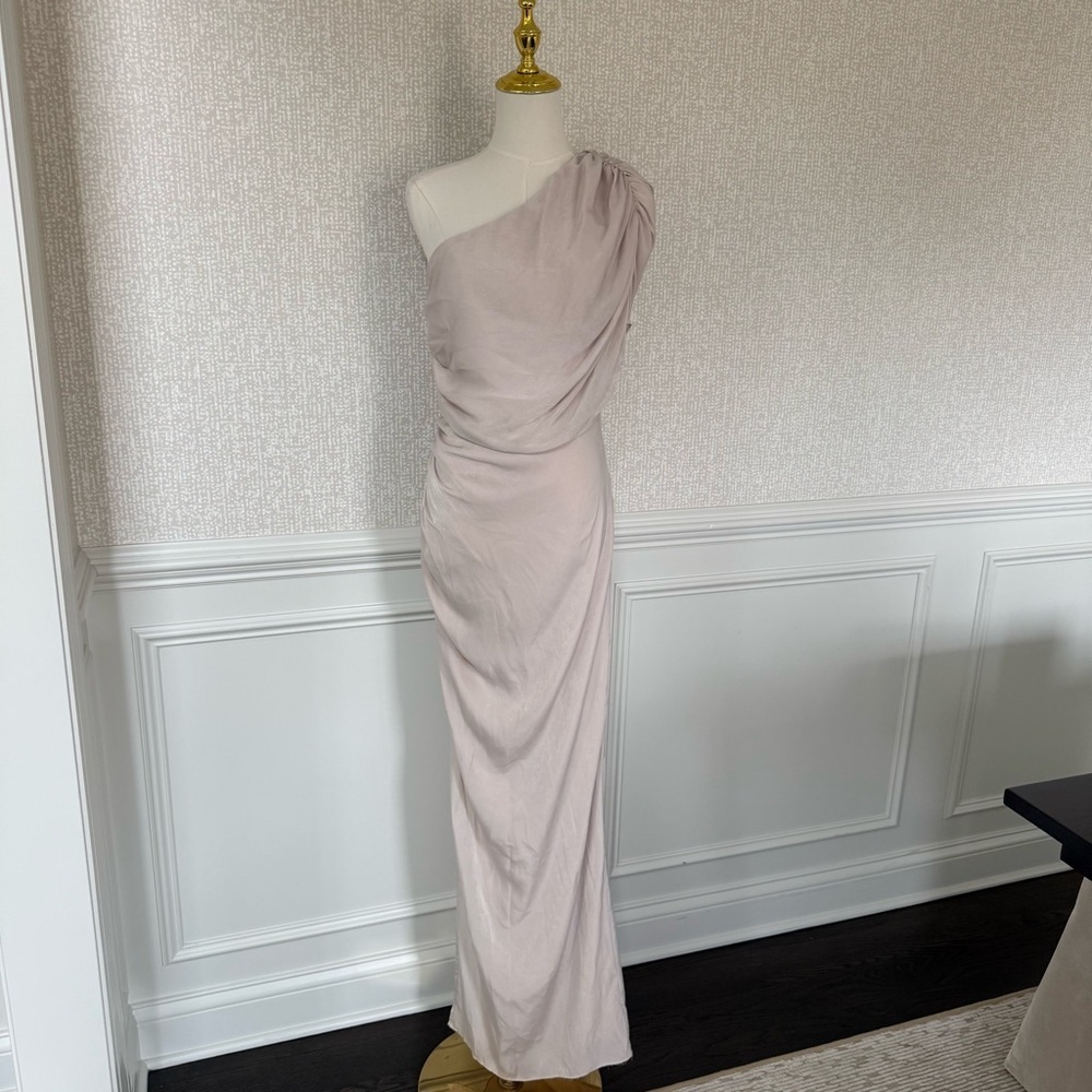 Lovers + Friends Hayden Gown One-Shoulder Long Women's Dress in Champagne Beige - Picture 4 of 10